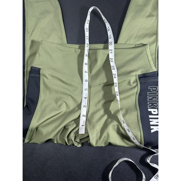 PINK Active‎ Green Striped Workout leggings women's size medium - Picture 9 of 10